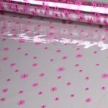 Пленка прозрачная с рисунком Маргаритки Розово-Сиреневые 70см/200гр