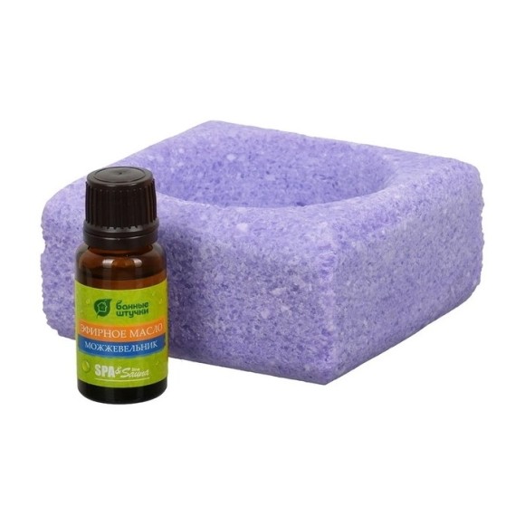 Ароманабор для бани и сауны Банные штучки (соляной испаритель 700гр,масло эфирное Можжевельник 15мл)