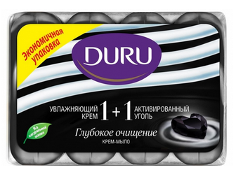 Мыло туалетное DURU 4шт*90гр Активный уголь (1уп/12шт)