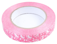 Лента Роза Крупная 2см*50ярд Белая на Розовом