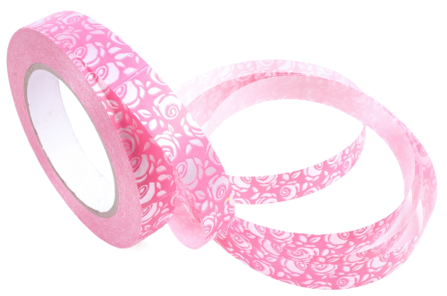 Лента Роза Крупная 2см*50ярд Белая на Розовом Лента Роза Крупная 2см*50ярд Белая на Розовом
