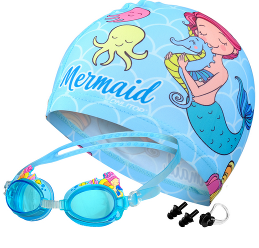 Набор для плавания Русалка (шапка, очки, беруши, зажим для носа) 4478124