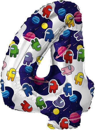 Шар ЦИФРА фольгированный № 4 32"81см Космонавтики