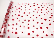 Пленка прозрачная с рисунком Маргаритки Красно-Салатовые 70см/200гр