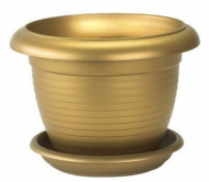 Горшок Терра 4лит Золотой с поддоном