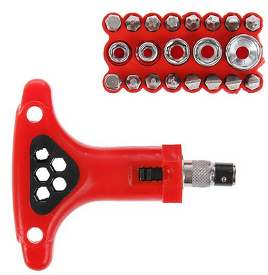 Отвертка с набором бит и головок LOM 22 предмета Арт-2276013