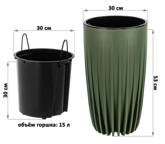 Горшок Сигма 27,3лит Нефрит D-30см (с дренажной системой)