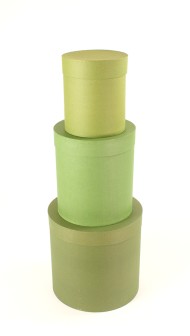 Набор коробок Круглых Крафт Однотон 3шт Зелён (H25см W26см)(H23см W20см)(H18см W16см)