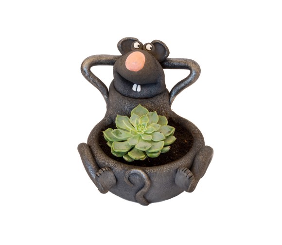 Кашпо Мышь Тонированная (ЗОЛОТОЕ) D-10см