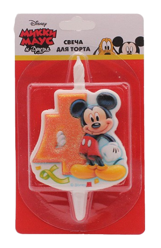 Свеча Цифра 4 Микки Маус 1320