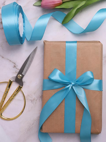 Лента Атласная 40мм*25ярд Лазурная