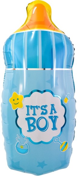 Шар фольгированный 29/74см Бутылочка для малыша голубой