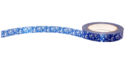Лента Роза Крупная 2см*50ярд Белая на Синем Лента Роза Крупная 2см*50ярд Белая на Синем