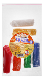 Пластилин Тесто для лепки 6цветов 72 г Calligrata (на растительной основе) Арт-5400742