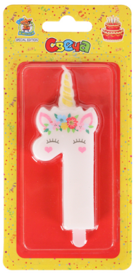 Свеча Цифра 1 Единорог Арт-9560