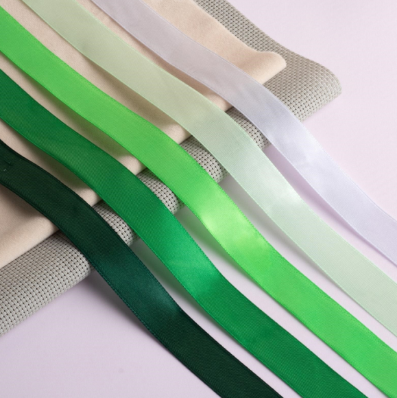 Лента Атласная Набор 5шт 20мм*25ярд Зелёный спектр Арт-2611795