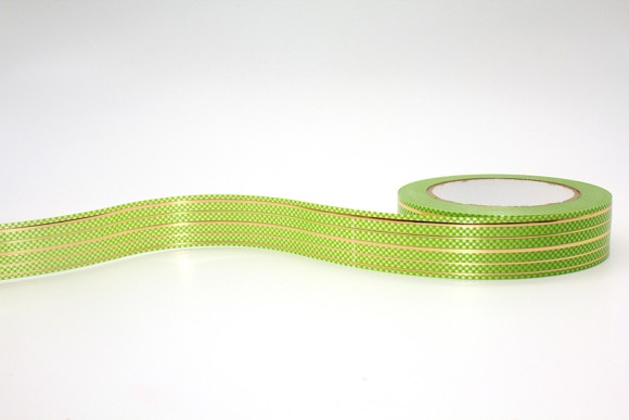 Лента Золот полоса Многополос 3см*50ярд Салатовая/Оливка