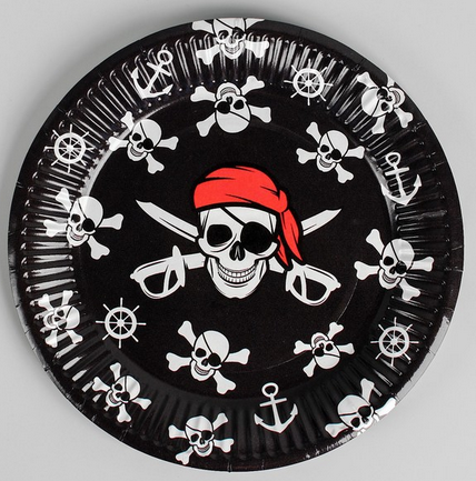 Тарелка бумажная Пират (1уп/6шт) D-18см Арт-4817868