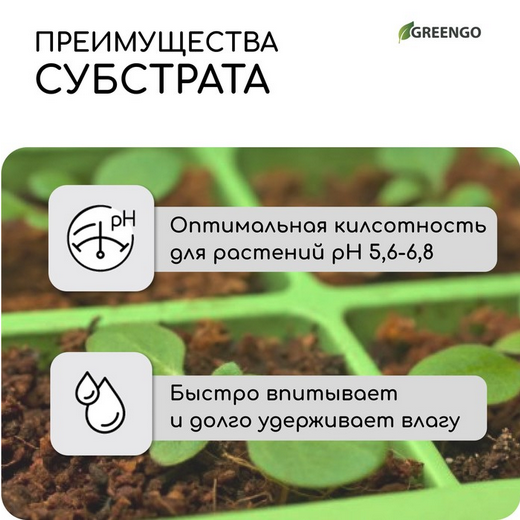 Кокосовый Субстрат 7лит Greengo при разбухании (1уп/48шт) Арт-5151596/9748809