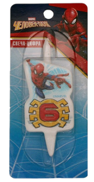 Свеча Цифра 6 Человек-паук 3536