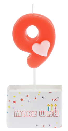 Свеча Цифра 9 с Сердечком Арт-С-2998
