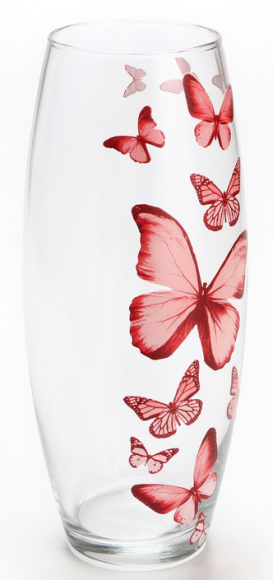 Ваза стеклянная Бабочки D-см/Н-26см