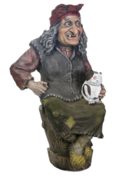 Фигурка Баба-Яга на ступе с котом Ф011 70см