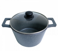 Кастрюля PIETRA 5лит/24см Серый гранит с крышкой Арт-GR46124/12