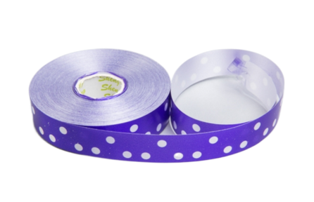 Лента Простая 2см*50ярд Горох Фиолетовая