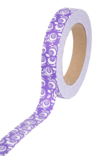Лента Роза Крупная 2см*50ярд Белая на Сиреневом