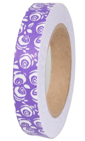 Лента Роза Крупная 2см*50ярд Белая на Сиреневом Лента Роза Крупная 2см*50ярд Белая на Сиреневом