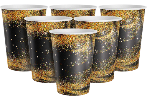 Стакан бумажный Чёрное с золотом 250мл*6шт Арт-30000858