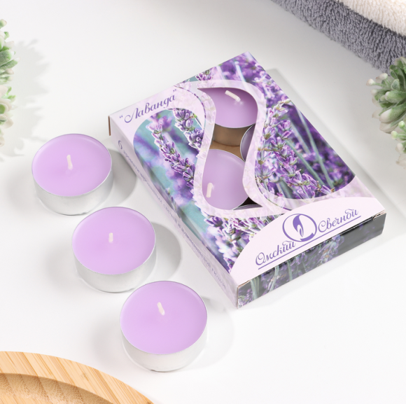 Свеча гильза Ароматизир Лаванда Набор 6шт*12гр