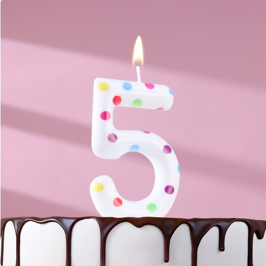 Свеча Цифра 5 Конфетти Гигант Арт-4693302