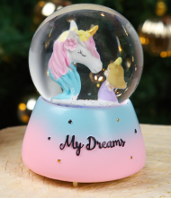 Шар музыкальный Девочка и радужный Единорог с подсветкой Арт-СМ-4301