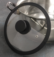 Крышка стеклянная с силиконом 22см Чёрная Арт-5481848