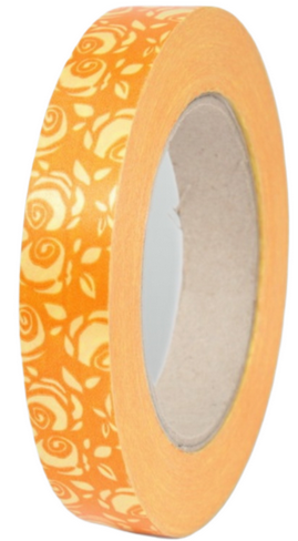 Лента Роза Крупная 2см*50ярд Желтая на Оранжевом