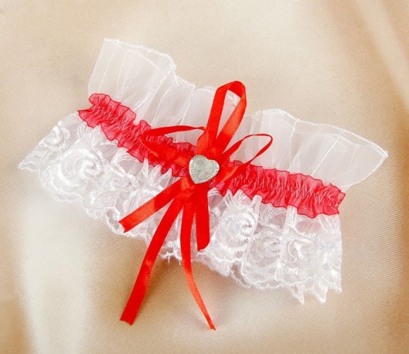 Подвязка для невесты Элит Бело-Красная Арт-2699003