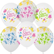 Шар латексный 12/30см кристалл С Днем Рождения летний микс 1уп/25шт Арт 711467