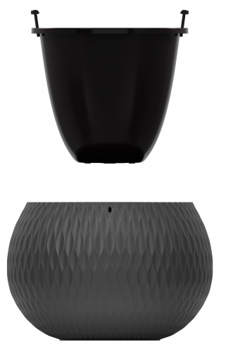 Горшок Жемчужина подвесной 4лит Графитовый М-8918 (с подвесом - трос)