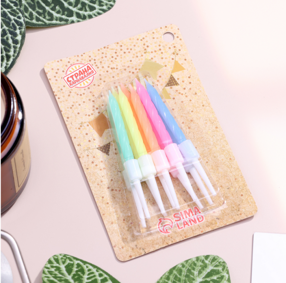 Свечи для торта Неоновые с подставкой 10шт Арт-3119580 Свечи для торта Неоновые с подставкой 10шт Арт-3119580