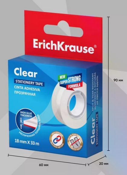 Набор клейких лент ErichKrause 4шт 18мм×33м прозрачные Арт-10999368 Набор клейких лент ErichKrause 4шт 18мм×33м прозрачные Арт-10999368