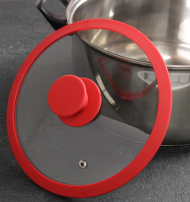 Крышка стеклянная с силиконом 22см Красная Арт-5481845