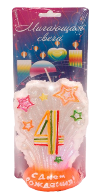 Свеча Цифра 4 Мигающая Салют 3504