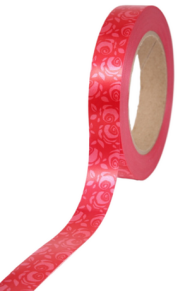 Лента Роза Крупная 2см*50ярд Красная на Красном