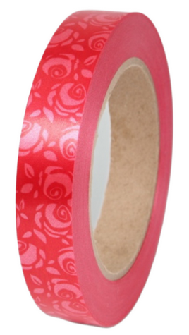 Лента Роза Крупная 2см*50ярд Красная на Красном