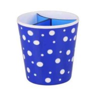 Подставка пластиковая под столовые приборы Горошек Бело-Синий Арт-М-2730 D-12см