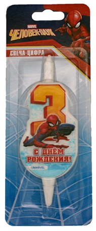 Свеча Цифра 3 Человек-паук 3513