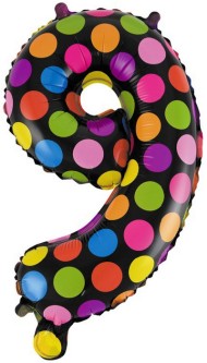 Шар ЦИФРА фольгированный № 9 16"41см Супер Яркий