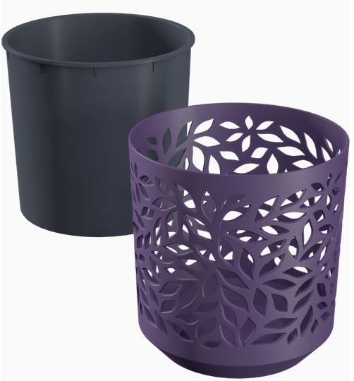 Горшок Leaves 1,25лит Слива/Антрацит (с дренажной системой)